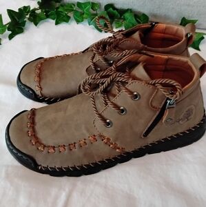 Men's Fashion Brown Genuine Leather Casual Shoes Booties